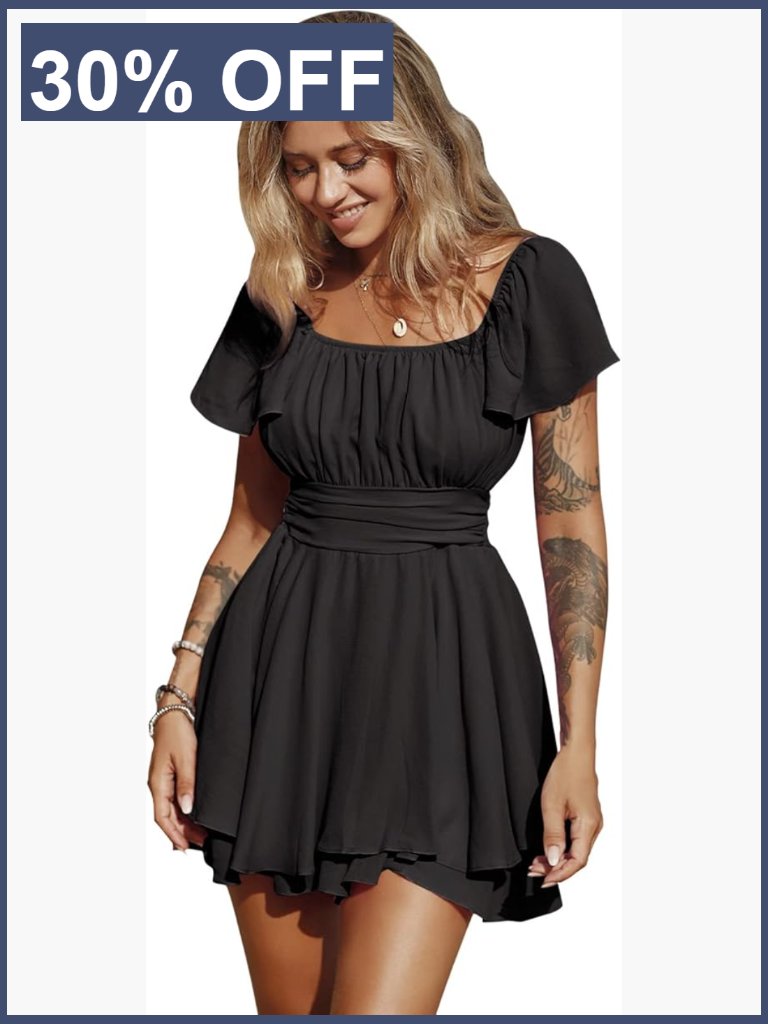 Ruffle Square Neck Romper Dress - Cute Summer Jumpsuit